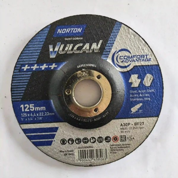 Brusna ploča Norton Vulkan 125x6,4x22,23 mm - čelik